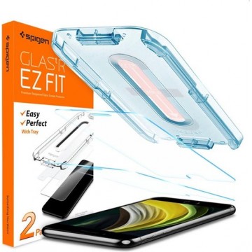 Spigen EZ FIT Glass Met Montage Frame voor Apple iPhone SE 2020 - 2 Pack - 054GL22382