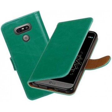 Pull Up TPU PU Leder Bookstyle Wallet Case Hoesje voor LG G6 Groen