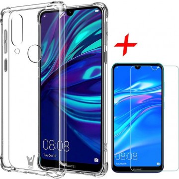 Huawei Y7 2019 Hoesje Transparant - Shock Proof Siliconen Case + Screenprotector