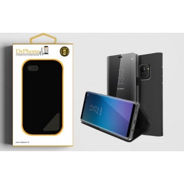 DrPhone Samsung S9+ Plus Flipcover - Clear View Stand Cover - Mirror Case - Ultradunne case met Kickstand - Zwart