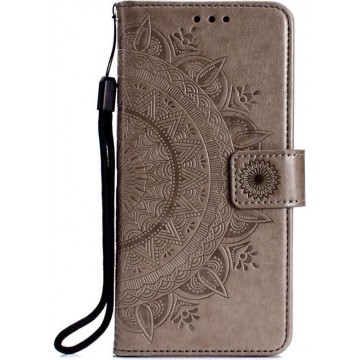 Shop4 - Huawei P30 Lite (new edition) Hoesje - Wallet Case Mandala Patroon Grijs
