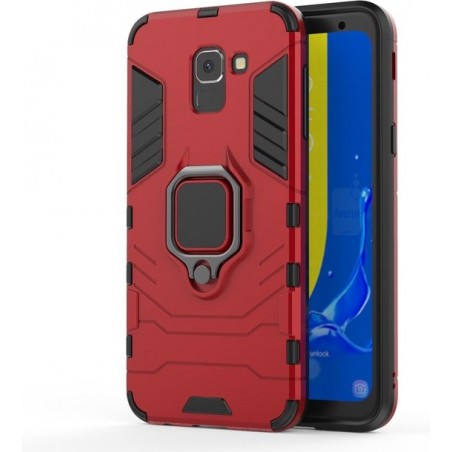 Mobigear Shockproof Hoesje Ring EU Versie Rood Samsung Galaxy J6 (2018)