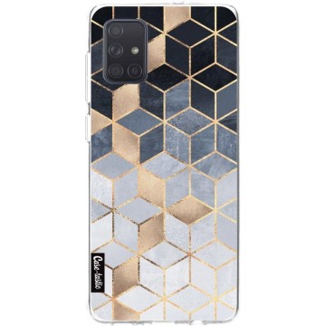 Samsung Galaxy A71 (2020) hoesje Soft Blue Gradient Cubes Casetastic softcover case
