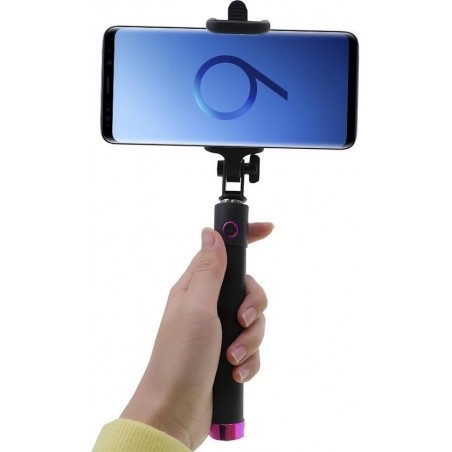 Shop4 - Samsung Galaxy S9 Selfie Stick Bluetooth Roze