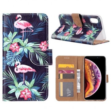 FONU Bookcase Hoesje Flamingo's iPhone XS / X