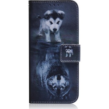 Mobigear Boek Hoesje Wolf / Hond Xiaomi Mi Note 10 Lite
