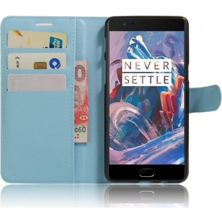 OnePlus 3T / 3 hoesje met kaarthouder blauw