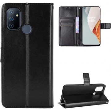 OnePlus Nord N10 hoesje, Wallet bookcase, Zwart - Telefoonhoesje geschikt voor: OnePlus Nord N10