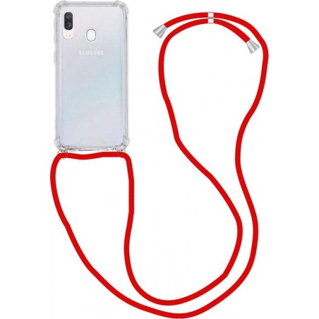 Samsung Galaxy A40 Hoesje Back Cover met Koord Rood