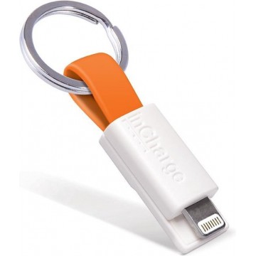 inCharge iPhone oplaadkabel - Apple Lightning kabel - Korte iPhone kabel met gratis sleutelbosring - Oranje