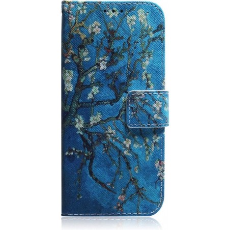 Blauw bloemen agenda wallet book case hoesje Samsung Galaxy A51