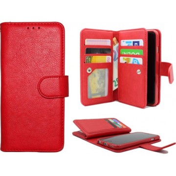 Samsung Galaxy J6 Plus Hoesje - Hoge Kwaliteit Portemonnee Book Case met Extra Vakken - Rood