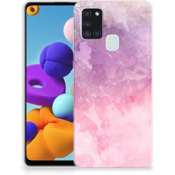 Telefoonhoesje Samsung Galaxy A21s Silicone Back Cover Pink Purple Paint