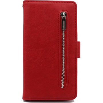 Samsung Galaxy J3 2017 Hoesje - Hoge Kwaliteit Portemonnee Book Case met Rits - Rood