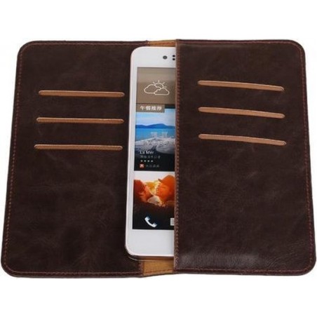 Mocca Pull-up Large Pu portemonnee wallet voor OnePlus 2