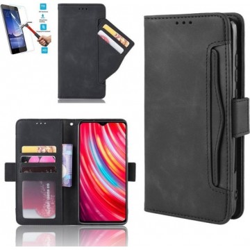 Samsung Galaxy A51 Book Case Zwart Cover Case Hoesje Lederen Pu - 1 x Tempered Glass Screenprotector