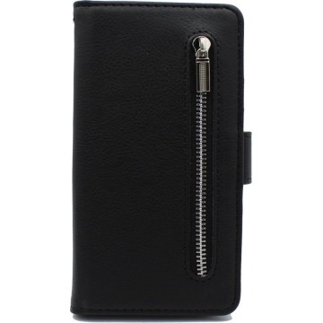 Samsung Galaxy A21S Hoesje Zwart - Hoge Kwaliteit Portemonnee Book Case met Rits