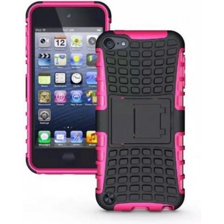 GadgetBay Shockproof roze iPod Touch 5 6 7 hoesje standaard case cover