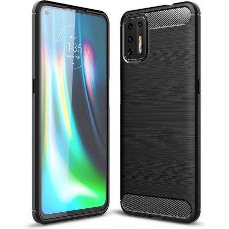 Motorola Moto G9 Plus Hoesje - Armor Brushed TPU - Zwart