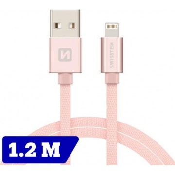 Swissten Lightning naar USB kabel voor iPhone/iPad - 1.2M - Roze