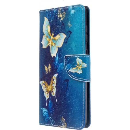 Goud blauw vlinder agenda wallet book case hoesje Samsung Galaxy A71