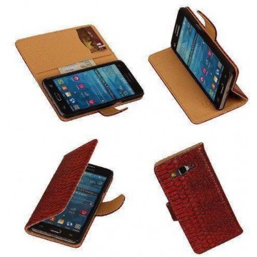 ""Slang" Rood Samsung Galaxy Grand Prime Bookcase Cover Hoesje TV Stand"