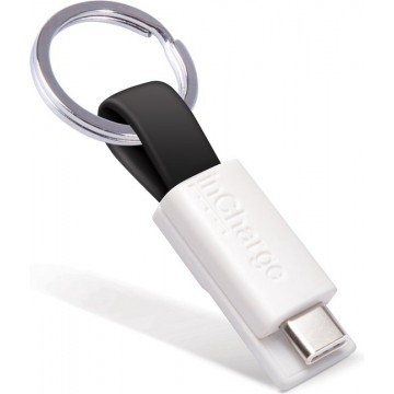 inCharge USB C kabel Oplaadkabel voor Samsung USB C - Korte kabel met gratis sleutelbosring - Zwart
