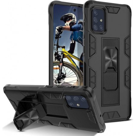 Samsung Galaxy A51 Hoesje Zwart - Magnetic Kickstand Armor Case