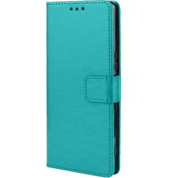 LG Velvet Hoesje Turquoise - Portemonnee Book Case - Kaarthouder & Magneetlipje