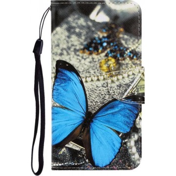 Blauw vlinder agenda wallet case hoesje Samsung Galaxy A41