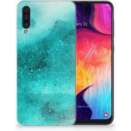 Back cover Samsung A50 Siliconen Hoesje TPU Painting Blue