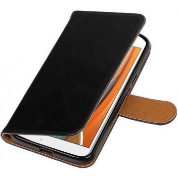 Pull Up TPU PU Leder Bookstyle Wallet Case Hoesje voor Moto G4 Zwart
