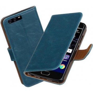 BestCases.nl Blauw Pull-Up PU booktype wallet cover hoesje Huawei P10