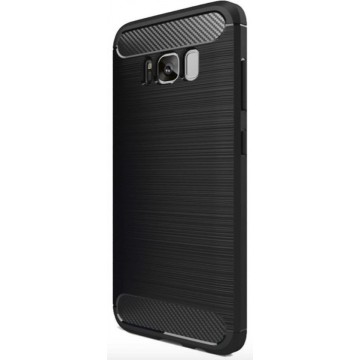 Samsung Galaxy S8 back cover - Rugged Armor - Geborsteld TPU Zwart Case - TPU siliconen hoesje