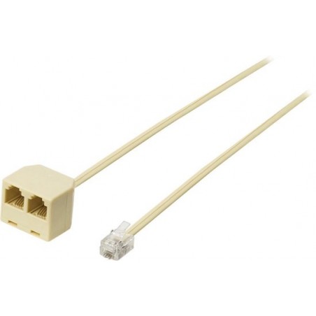 Nedis RJ11 (m) - 2x RJ11 (v) telefoon splitter kabel / ivoor - 2 meter