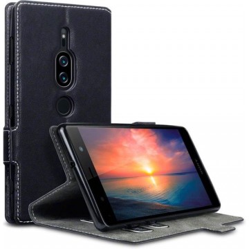Qubits - slim wallet hoes - Sony Xperia XZ2 Premium - zwart