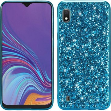Samsung Galaxy A10 Hoesje - Glitter TPU - Blauw