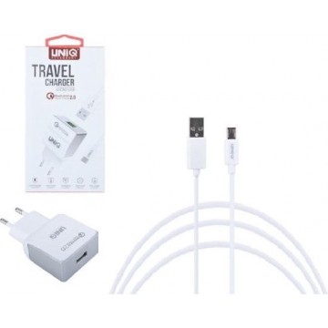 Samsung Thuislader Micro USB UNIQ Accesory - Wit  2,4A + micro kabel naar USB-kabel 1 meter