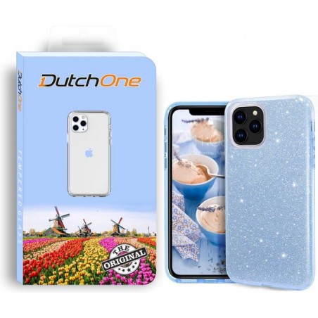 Iphone 12 hoesje Blauw glitter -Hoesjes - Back Cover - Case - Geschikt voor Iphone 12/12 Pro