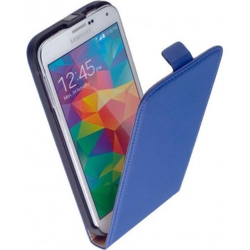 Samsung Galaxy S6 Leder Flip Case hoesje Blauw