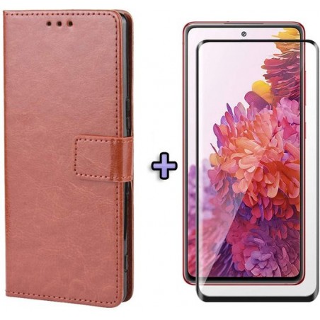 Samsung Galaxy S20 FE Hoesje Bruin - Portemonnee Book Case - Kaarthouder & Magneetlipje & Volledige Display Screenprotector