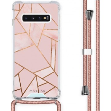 iMoshion Design hoesje met koord voor de Samsung Galaxy S10 - Grafisch Koper - Roze / Goud