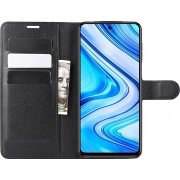Mobigear Litchi Luxe Wallet Book Case Zwart Xiaomi Redmi Note 9S / Note 9 Pro
