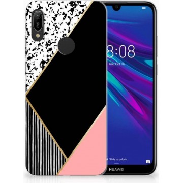 Huawei Y6 2019 | Y6 Pro 2019 Uniek TPU Hoesje Black Pink Shapes