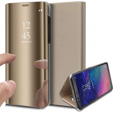 Samsung Galaxy A6 Plus Hoesje Spiegel Lederen Book Case Goud van iCall