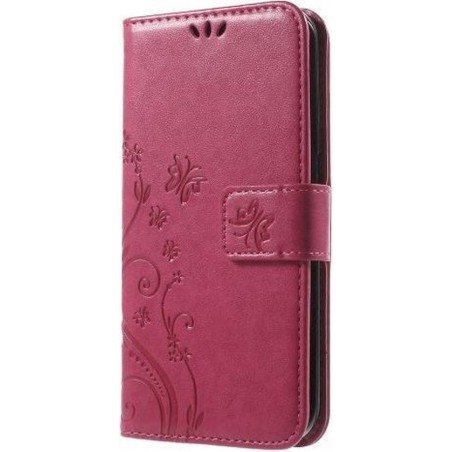 Book Case Hoesje Bloemen Samsung Galaxy S6 Edge - Roze