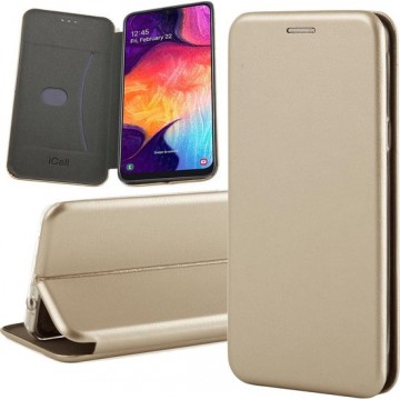 Samsung A50 Hoesje - Samsung Galaxy A50 Hoesje Book Case Slim Wallet Goud - Hoesje Samsung A50