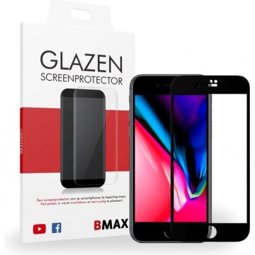 BMAX iPhone 8 Glazen Screenprotector Full Cover (Zwart) | Dekt het volledige scherm! | Beschermglas | Tempered Glass