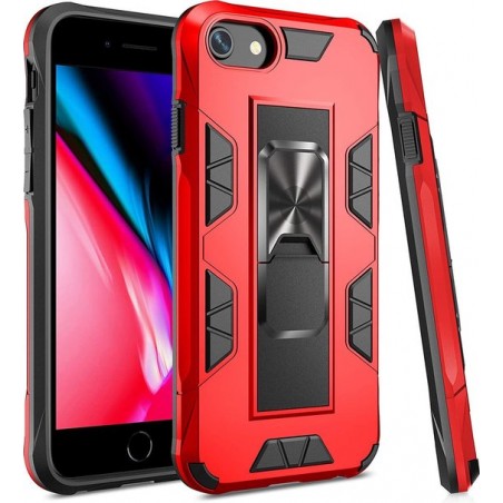 Apple iPhone 6, 6s, 7, 8 & SE 2020 Hoesje Rood - Magnetic Kickstand Armor Case