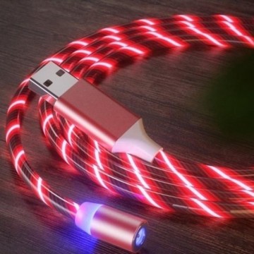 USB kabel - Lightning - magnetisch - lichtgevend - rood